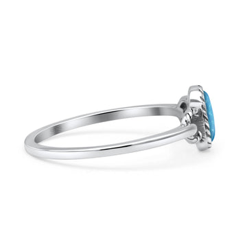 Oval Oxidized Statement Fashion Petite Dainty Thumb Ring Lab Created Blue Opal 925 Sterling Silver